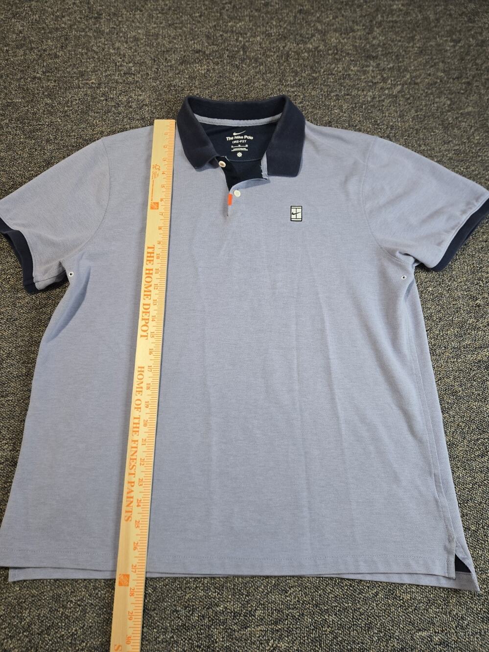 Nike Men's XL Blue Solid Knit Polo Shirt Short Sleeve Collared Button Full Court